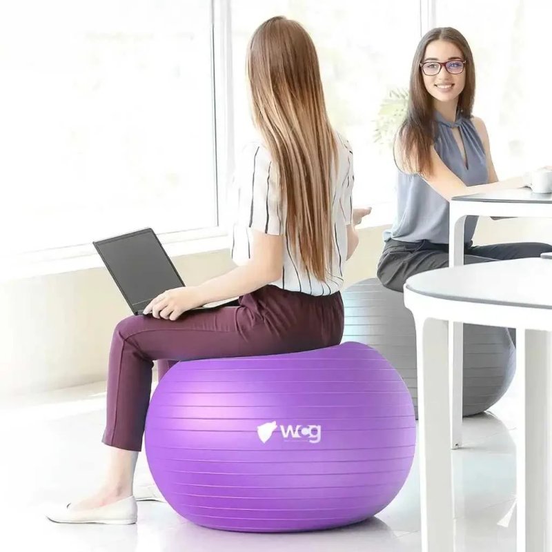 М’яч для фітнесу WCG Balance Pro 65 см Anti-Burst до 500 кг з насосом, фітбол для йоги, пілатесу та вагітних, фіолетовий — фото 5