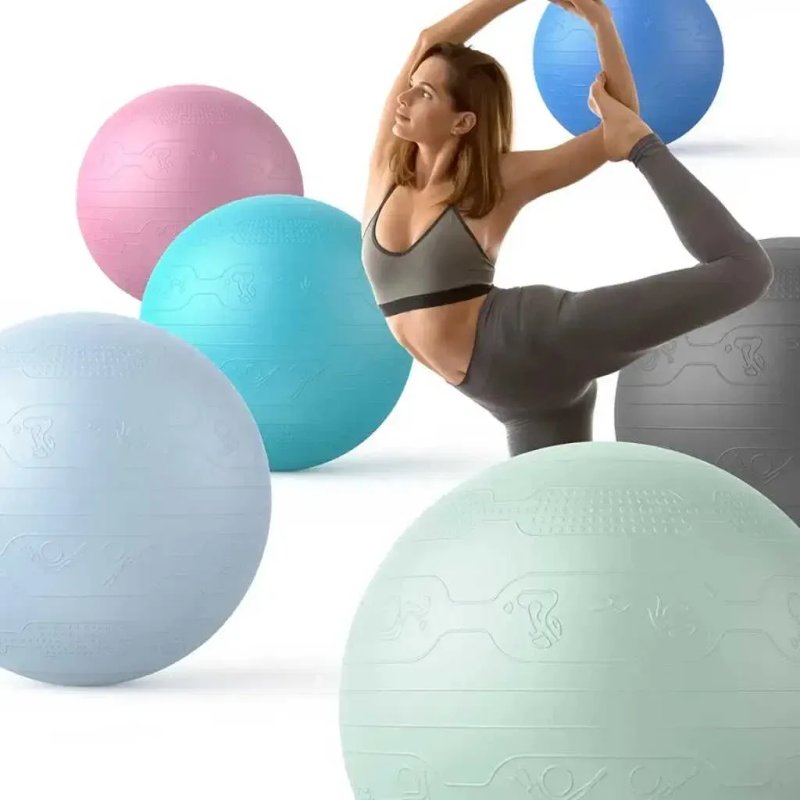 М’яч для фітнесу WCG Balance Pro 65 см Anti-Burst до 500 кг з насосом, фітбол для йоги, пілатесу та вагітних, блакитний — фото 5
