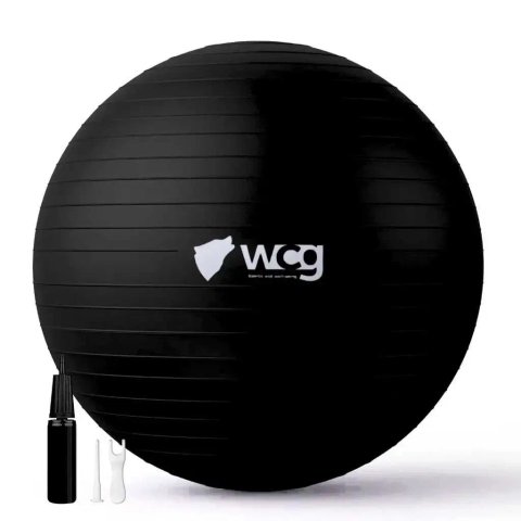 М’яч для фітнесу WCG Balance Pro 85 см Anti-Burst до 500 кг з насосом, фітбол для йоги, пілатесу та вагітних, чорний