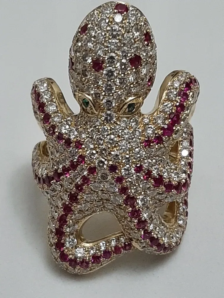 Magerit  Золотое кольцо Осьминог 5.23 ct Бриллианты Рубины Изумруды — фото 3