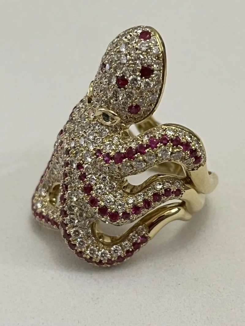 Magerit  Золотое кольцо Осьминог 5.23 ct Бриллианты Рубины Изумруды — фото 7