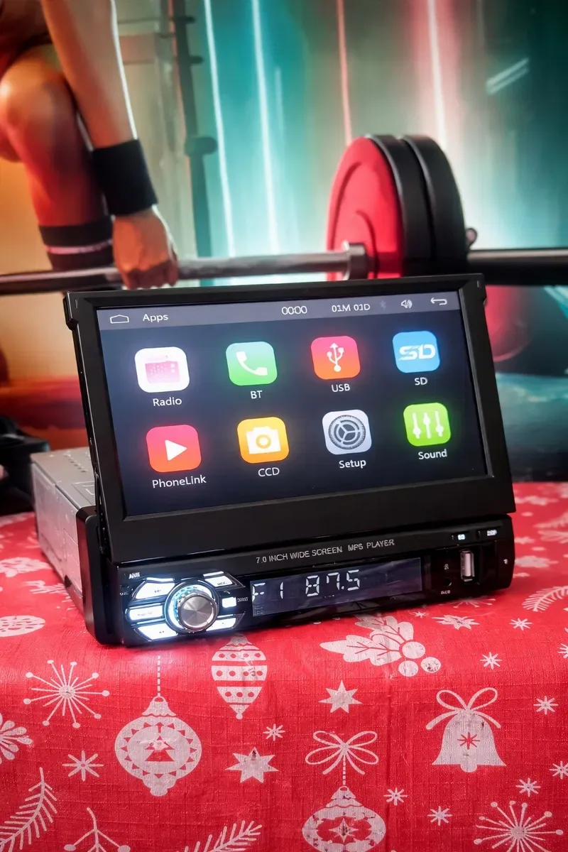Магнітола 1DIN 7" висувний екран | CarPlay / Android Auto | Bluetooth — фото 4