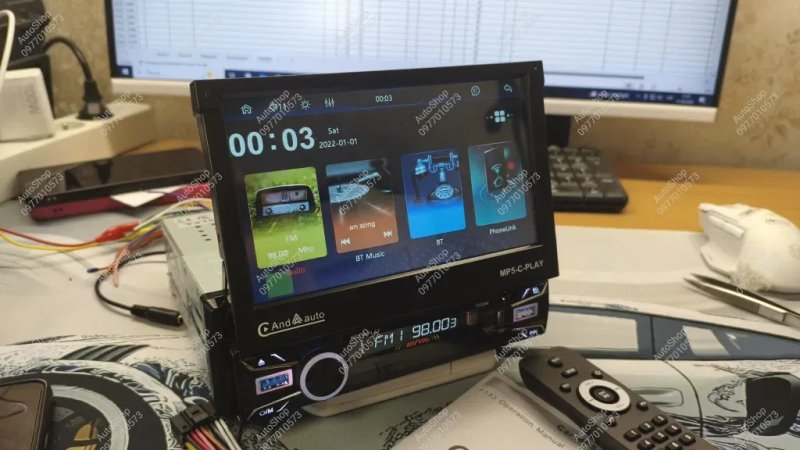 Магнітола 1Din з висувним екраном  7дюймів, 5 дюймів  Windows. — фото 2