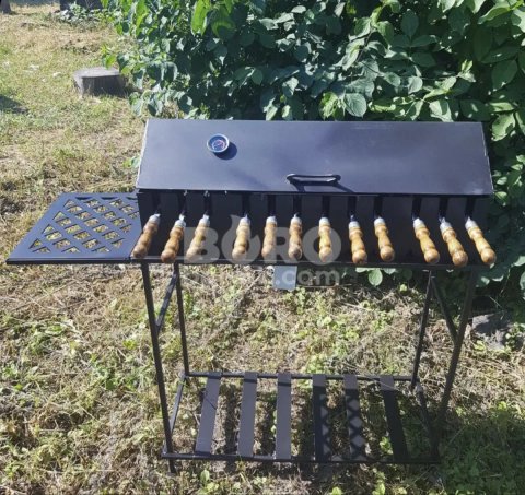Мангал садовий автоматичний на 10 шампурів,14, 12 шампурів.жаровня.коптильня.реберня.подарунок чоловікові.барбекю.садж.BBQ.шампура.коптильня для риби