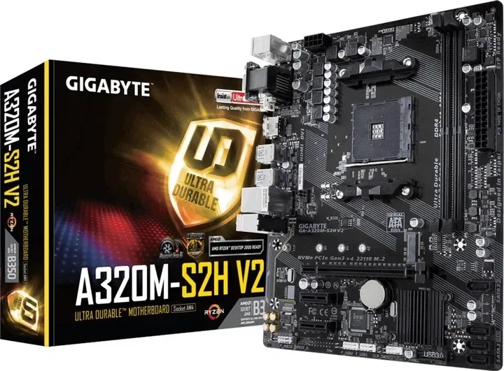 Материнська плата Gigabyte GA-A320M-S2H V2, sAM4 ddr4, VGA/DVI/HDMI, m2 — фото 2