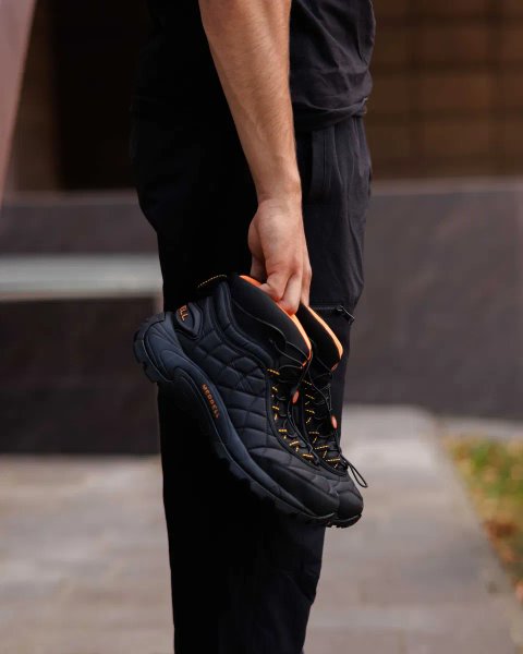 Merrell Ice Cap Moc II Black Orange Високі кросівки чоловічі Мерелли чорні 41 42 43 44 45 46