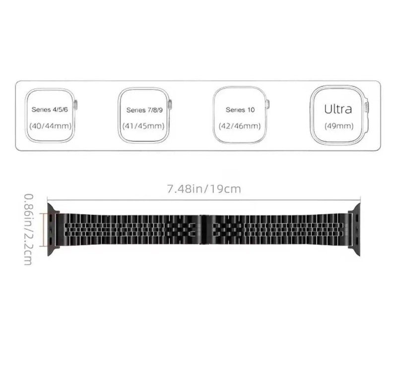 Металевий ремінець Jubilee для Apple Watch на всі серії 49 46 45 44 42 41 40 38мм Ultra Чорний Срібний металлический ремешок браслет — фото 5