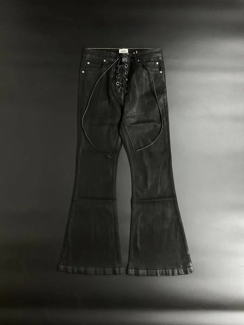 Mijko jeans flared black black джинси чорні кльош восковані waxed S M L XL
