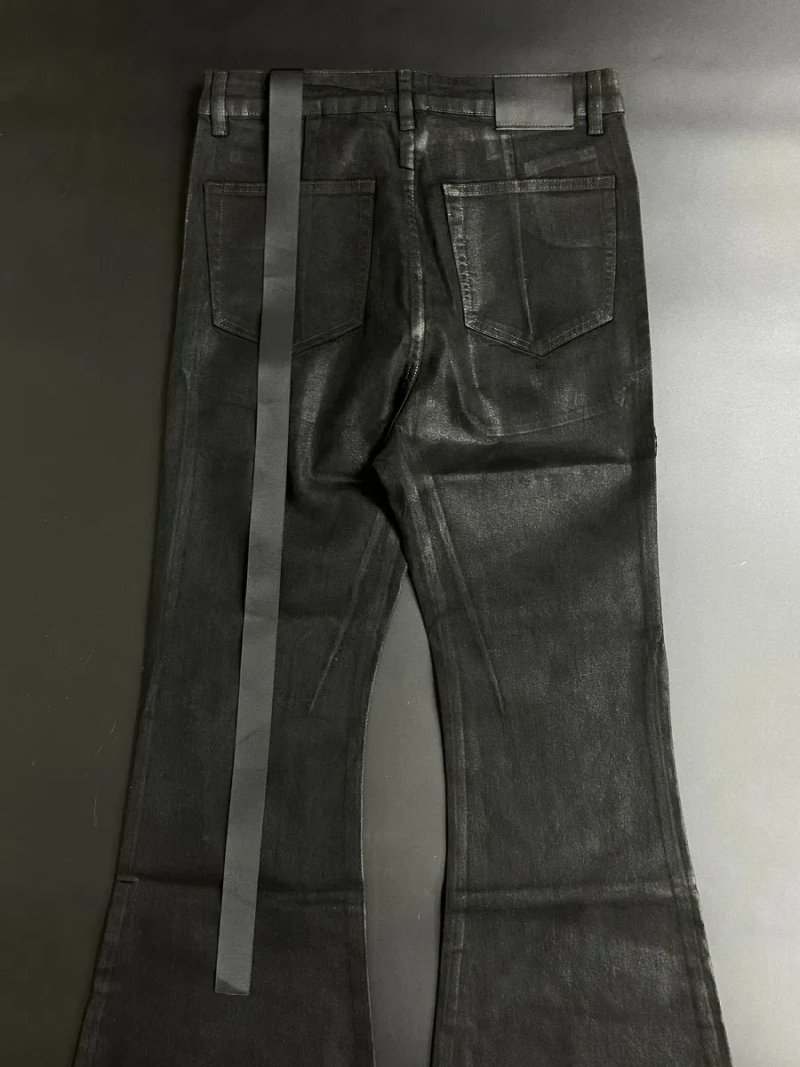 Mijko jeans flared black black джинси чорні кльош  восковані waxed S M L XL — фото 3