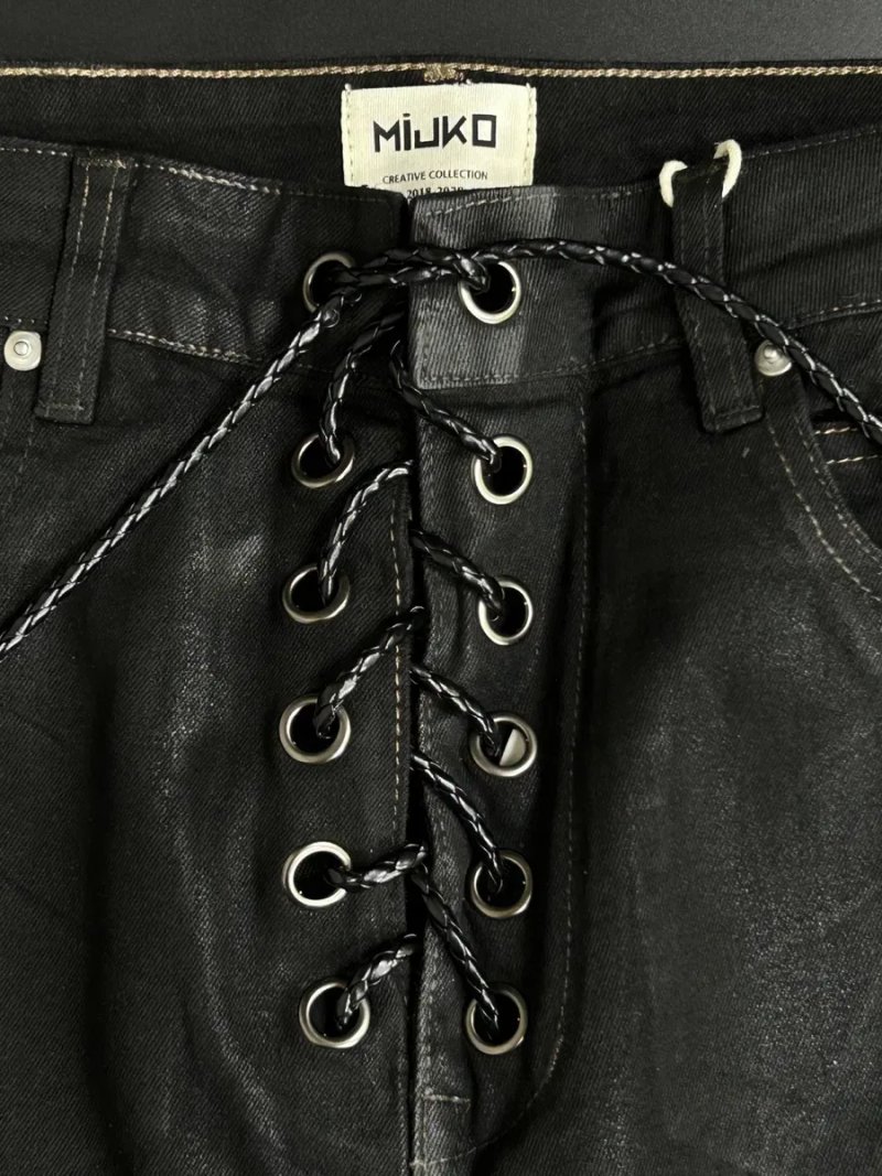 Mijko jeans flared black black джинси чорні кльош  восковані waxed S M L XL — фото 4