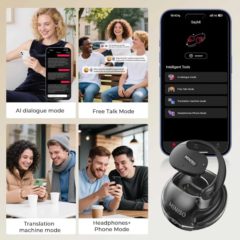 MINISO X15 PRO - Навушники з функцією перекладу в реальному часі, бездротові навушники-перекладачі — фото 2