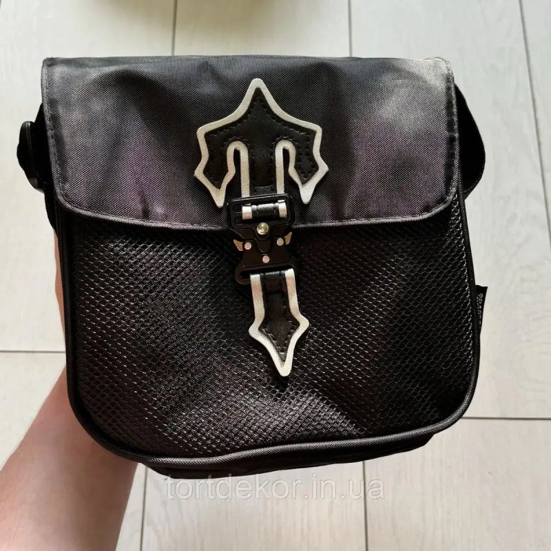 Міська сумка через плече Trapstar: Чорна, Синя. Рефлективний логотип — фото 3