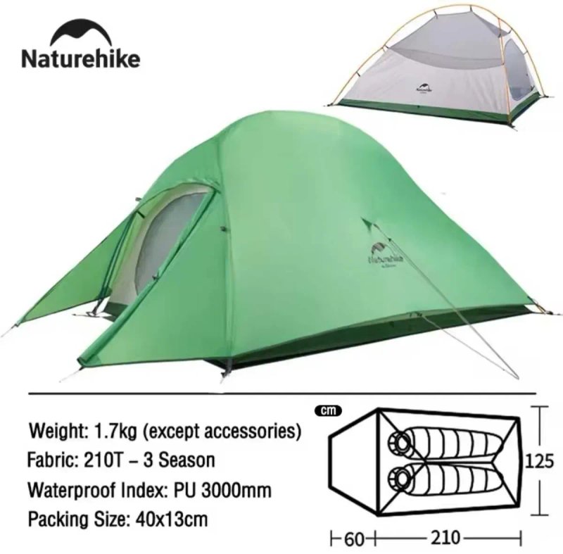 2 місний Naturehike Cloud Up 2 210T надлегкий намет похід гори кемпінг — фото 2