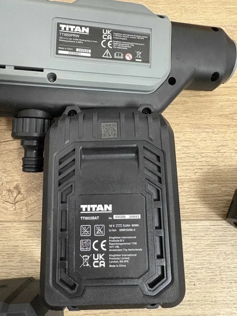 Мийка акумуляторна TITAN TTI855PRW, 22BAR /18V /1 акумулятор на 5.0 Aм/год. з Англії — фото 4