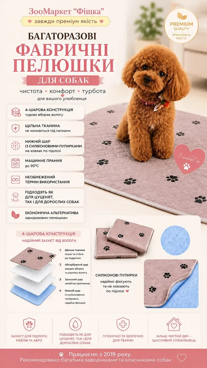Многоразовые пеленки фабричные  с противоскользящим низом — фото 3