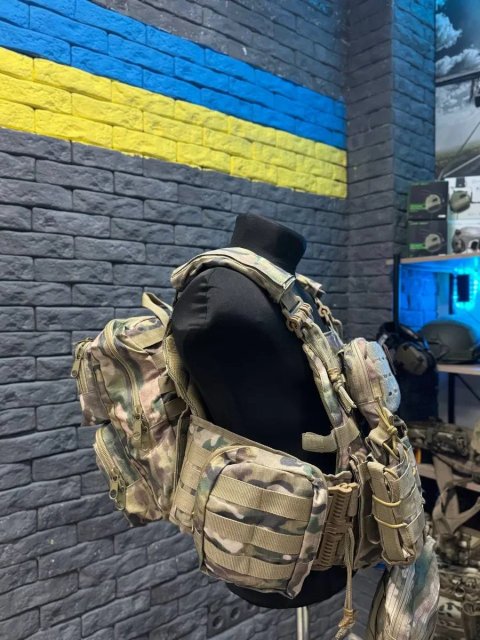 МУЛЬТИКАМ Плитоноска зі швидкоскидом 4 точки + РЮКЗАК + НАПАШНИК + 7 Підсумків / Тактична плитоноска з комплектом підсумків та 4 точки скиду мультикам