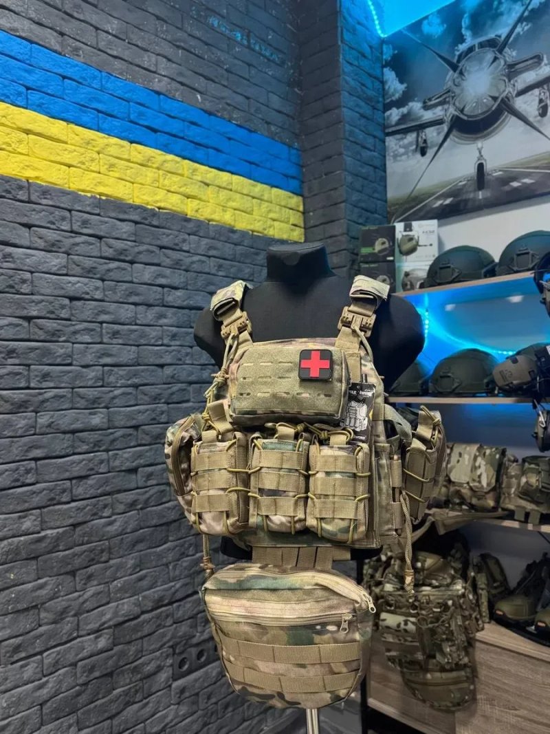 МУЛЬТИКАМ Плитоноска зі швидкоскидом 4 точки + РЮКЗАК + НАПАШНИК + 7 Підсумків / Тактична плитоноска з комплектом підсумків та 4 точки скиду мультикам — фото 7