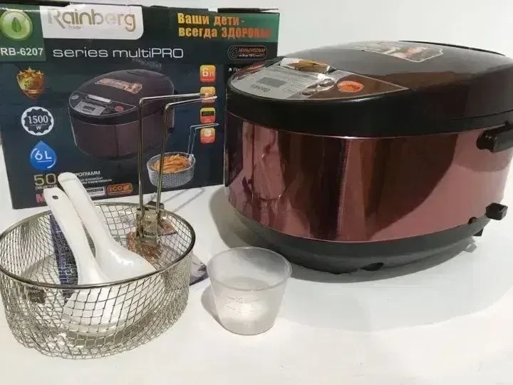 Мультиварка Rainberg RB-6207 1500W, 12 програм, 6L. Мультиварка тефлонова с фритюрницею — фото 3