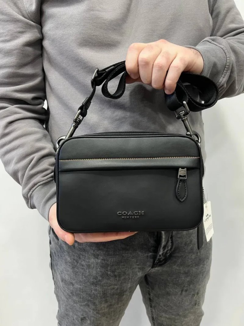 Мужская сумка коач чорная/ Чоловіча сумка через плече coach — фото 8
