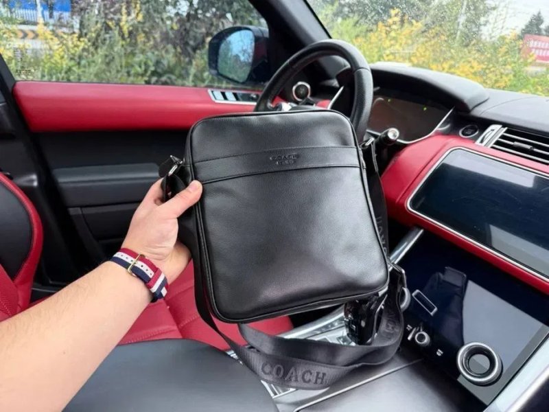 Мужская сумка на через плече  с натуральной кожи Coach чоловіча сумка — фото 4