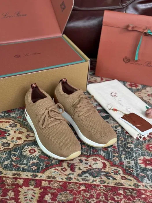 Мужские бежевые кроссовки Loro Piana текстильные кеды Лоро Пиана ob450 — фото 2
