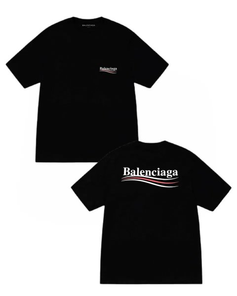 Мужские футболки Balenciaga BB черная белая унисекс баленсиага