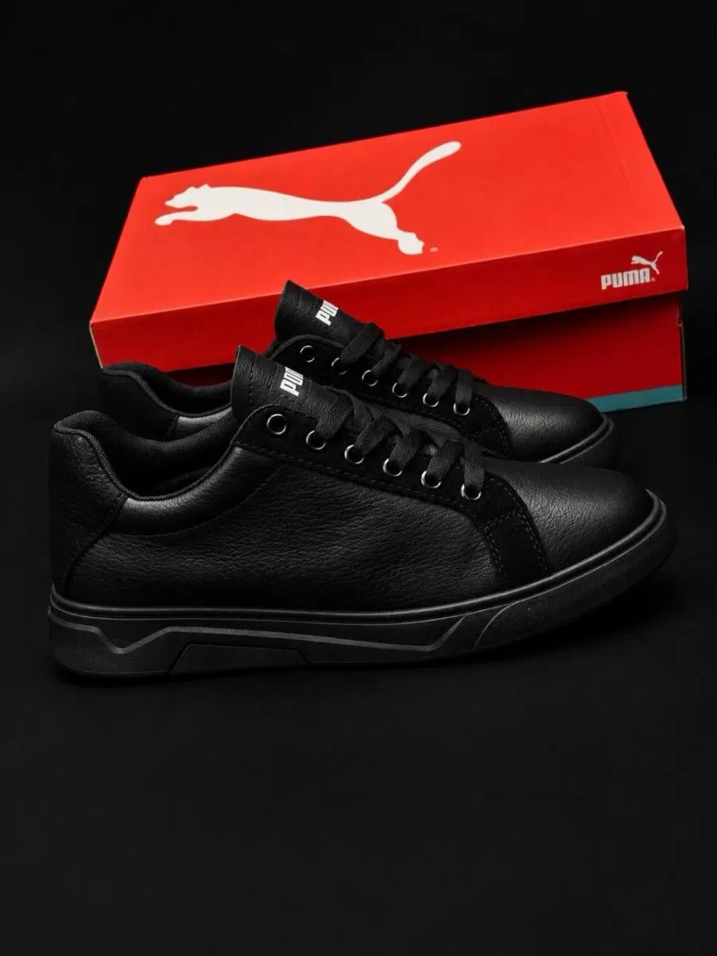 Мужские кожаные кроссовки Puma размеры 40-45 Натуральная кожа Кросовки черные для мужчин на осень — фото 2