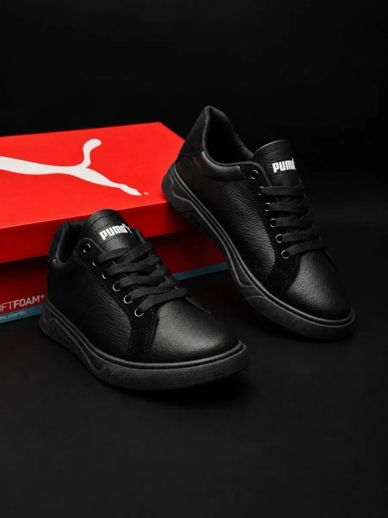 Мужские кожаные кроссовки Puma размеры 40-45 Натуральная кожа Кросовки черные для мужчин на осень — фото 3