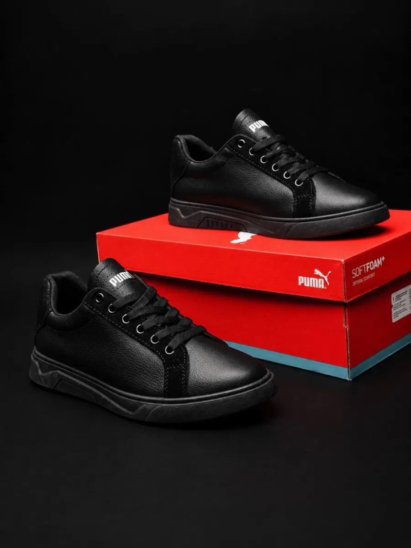 Мужские кожаные кроссовки Puma размеры 40-45 Натуральная кожа Кросовки черные для мужчин на осень — фото 4
