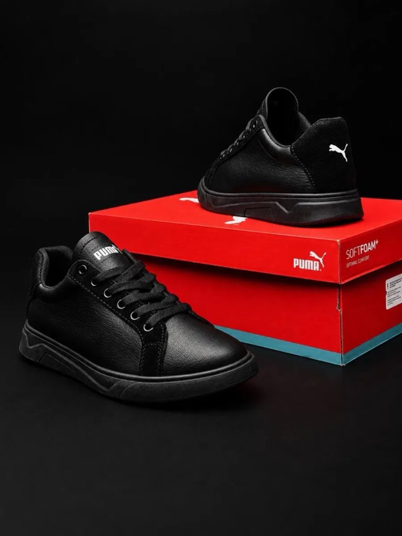 Мужские кожаные кроссовки Puma размеры 40-45 Натуральная кожа Кросовки черные для мужчин на осень — фото 6