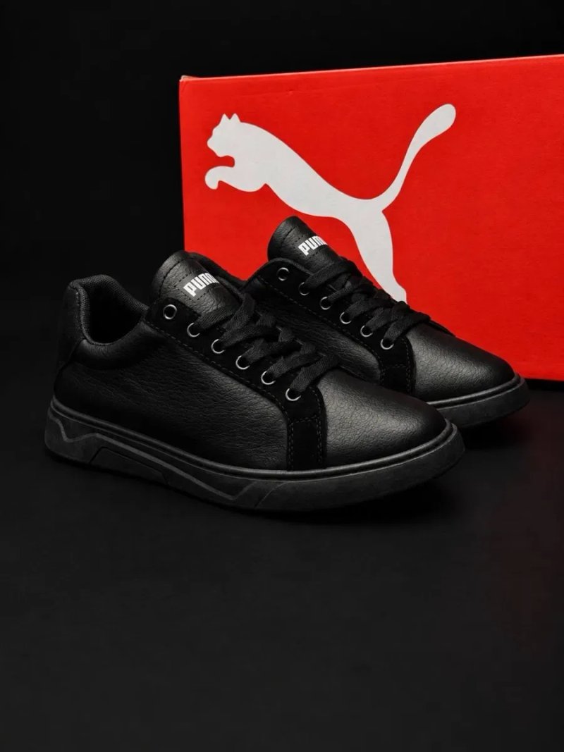 Мужские кожаные кроссовки Puma размеры 40-45 Натуральная кожа Кросовки черные для мужчин на осень — фото 7