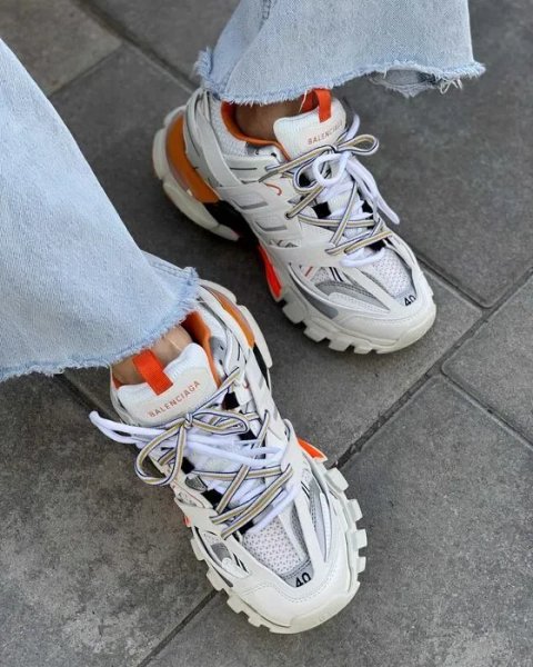Мужские кроссовки Balenciaga Track 3.0 Premium White&Orange. 40-45