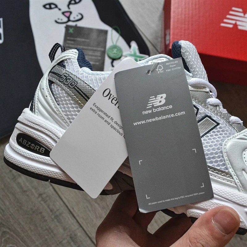 Мужские кроссовки New Balance 'White/Silver/Navy' Размеры 40-44 — фото 4