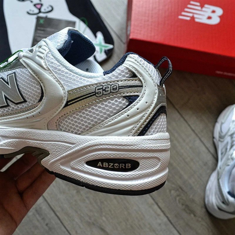 Мужские кроссовки New Balance 'White/Silver/Navy' Размеры 40-44 — фото 7