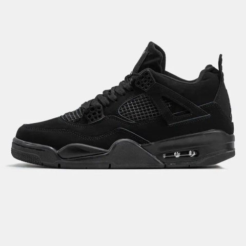 Мужские кроссовки Nike Air Jordan 4 Cat Full Black. Размеры 40-46