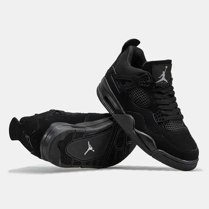 Мужские кроссовки Nike Air Jordan 4 Cat Full Black. Размеры 40-46 — фото 5
