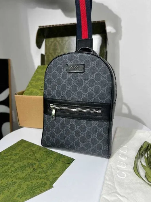 Мужской слинг Gucci плечевая сумка Гуччи черный рюкзак Гучи c845 — фото 2