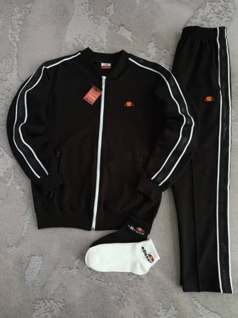 Мужской спортивный костюм элис Ellesse черный/молочный  [S,M,L,XL,XXL] + носки в подарок!