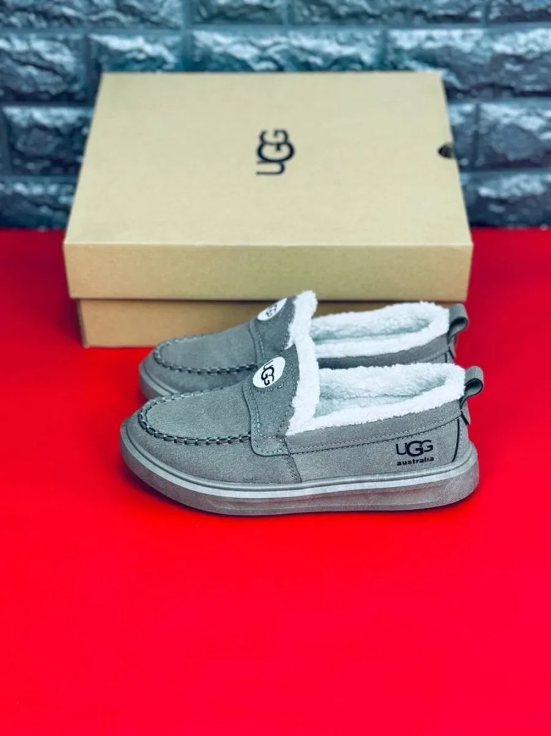 Мягкие женские лоферы Текстильные лоферы от Ugg женские Мезховые мокасины на холодную осень Зимние слипоны Натуральный мех лоферы угги — фото 4