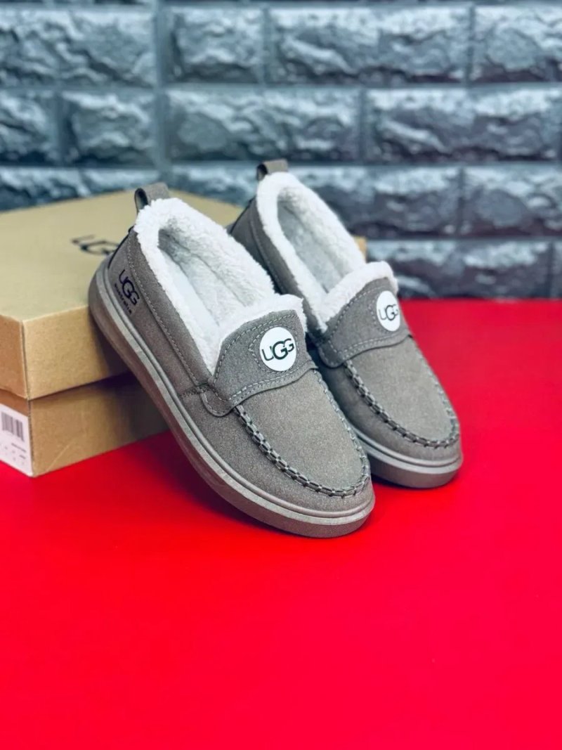 Мягкие женские лоферы Текстильные лоферы от Ugg женские Мезховые мокасины на холодную осень Зимние слипоны Натуральный мех лоферы угги — фото 5