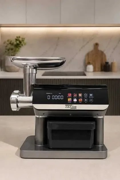 Мясорубка сенсорная электрическая Zepline ZP-00380 3000 Вт с реверсом, соковыжималкой и насадкой для колбас, кеббе.
