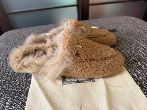 Мюлі сабо хутро шкіра Gucci 40 26 см