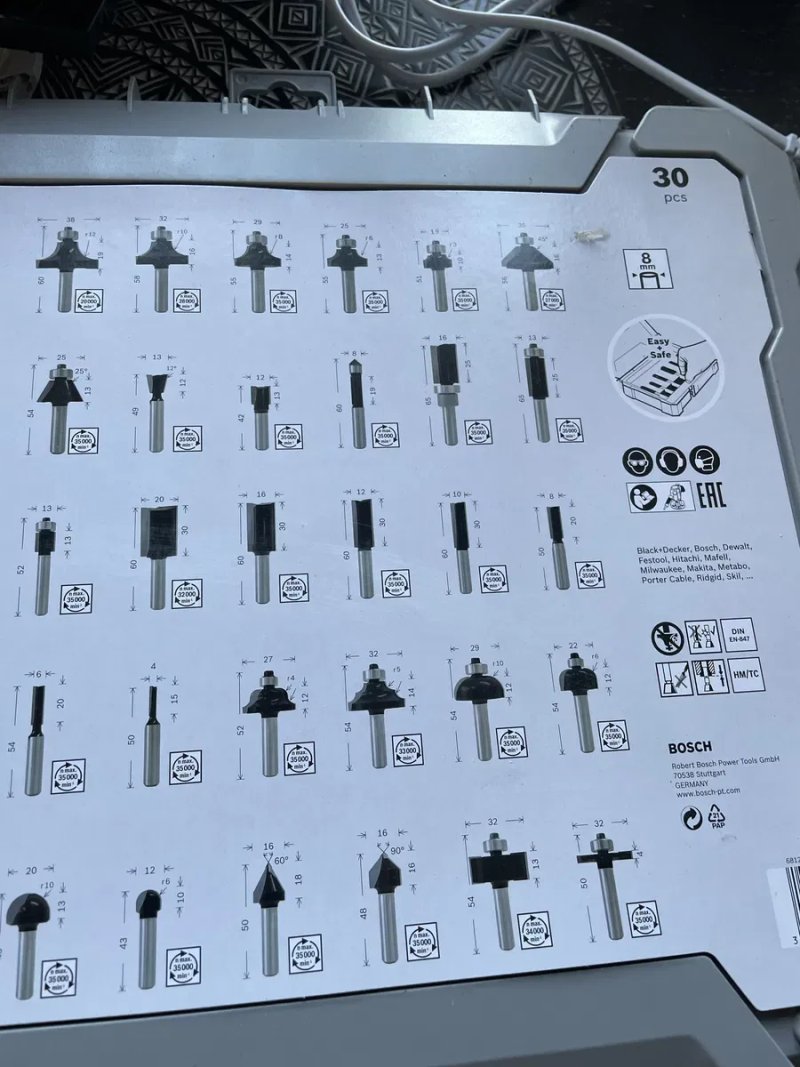 набір фрез по дереву Bosch Mixed Router Bit Set — фото 3