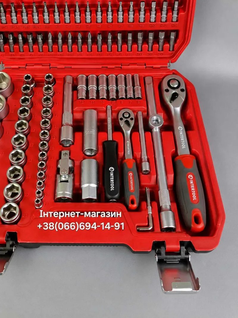 Набір інструментів Intertool 110 од ET-9108 набір ключів автонабір з головками ET-6108SP — фото 5