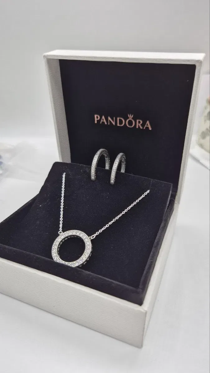 Набір прикрас Пандора, комплект прикрас Pandora, сережки, кольє — фото 3