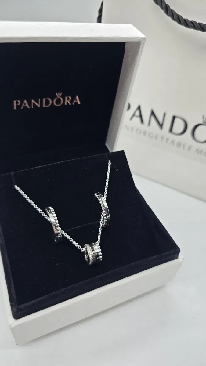 Набір прикрас Пандора, комплект прикрас Pandora, сережки, кольє — фото 7