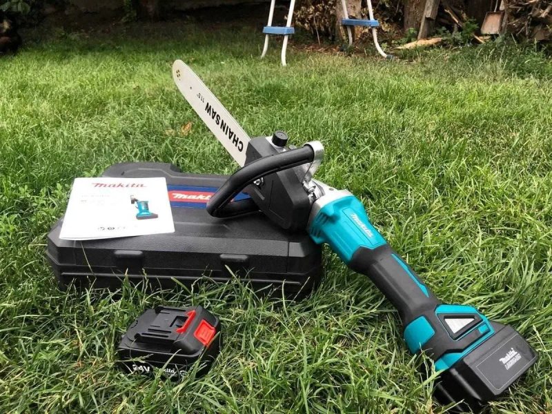 Набор аккумуляторного инструмента. Болгарка + цепная пила 12". Makita — фото 7