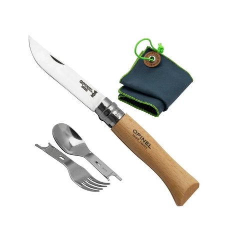 Набор столовых приборов Opinel №8 VRI Picnic+ (Нож, вилка, ложка)