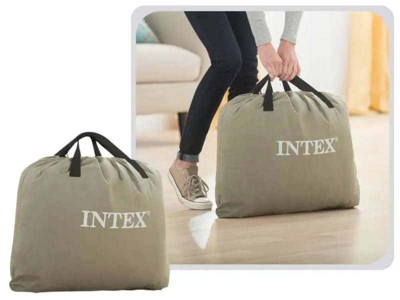 Надувная двуспальная кровать Intex 64126 электронасос 152х203х46 см — фото 7