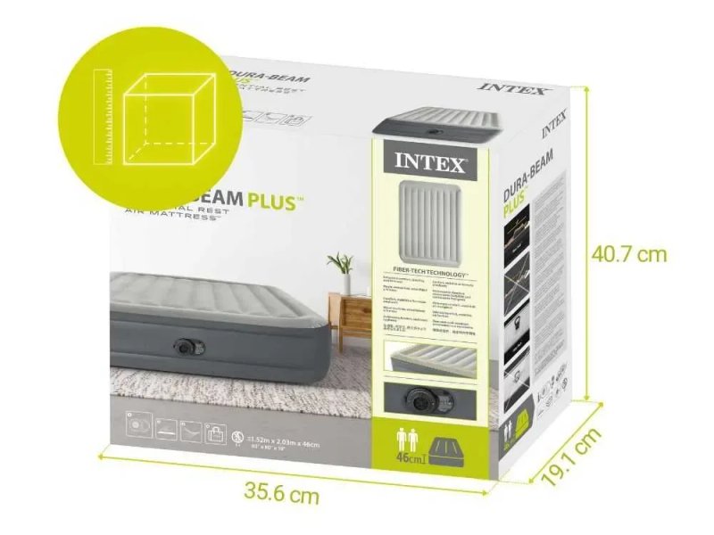 Надувная двуспальная кровать Intex 64126 электронасос 152х203х46 см — фото 8